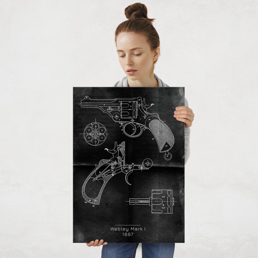 Plakat metalowy Webley Mark I Projekt Graphite L