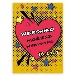 Plakat metalowy rozmiar L z nadrukiem dla niej na 18 urodziny