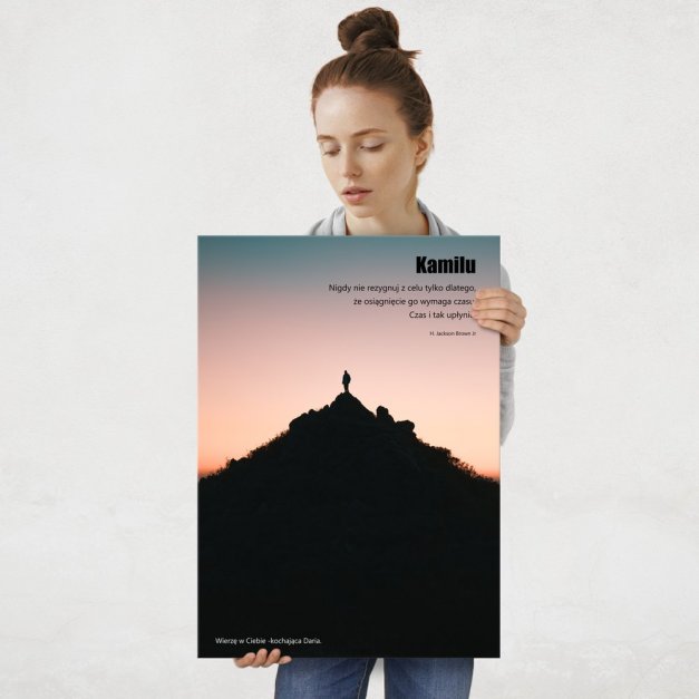 Plakat metalowy rozmiar L z nadrukiem dla miłośnika gór podróżnika