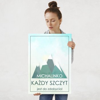 Plakat metalowy rozmiar L z nadrukiem dla miłośnika gór na imieniny awans