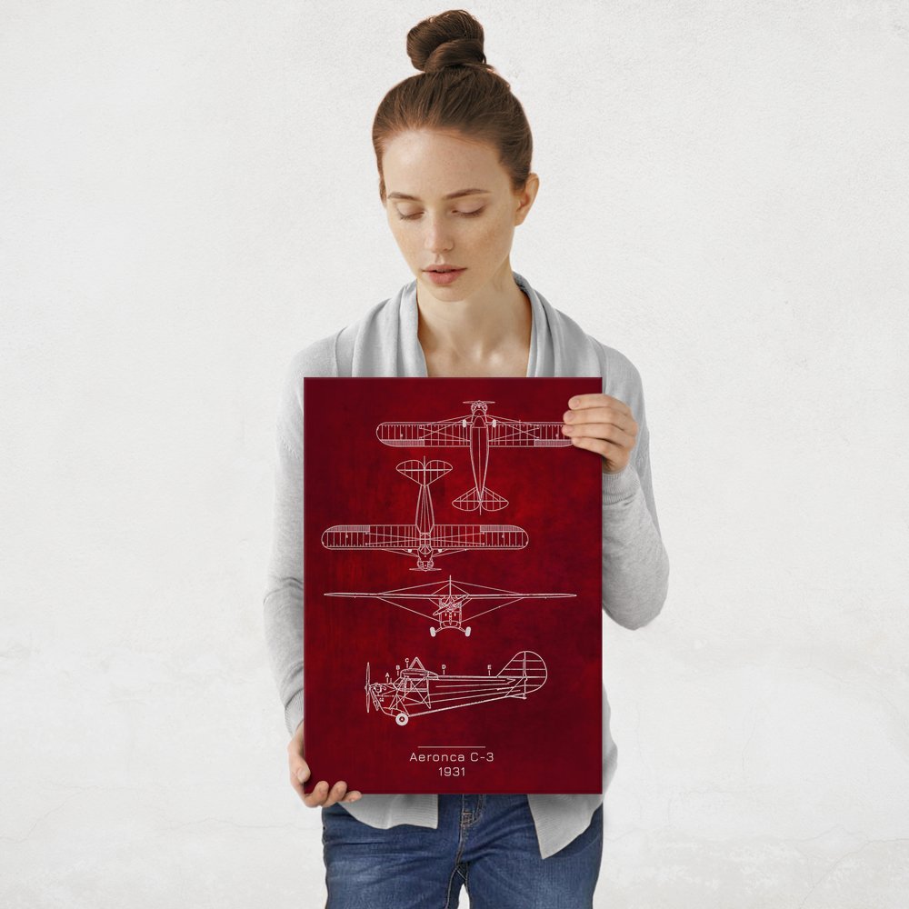 Plakat metalowy Aeronca C-3 Projekt Scarlet M