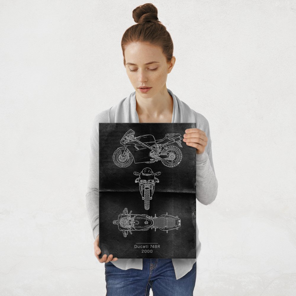 Plakat metalowy Ducati 748R Projekt Graphite M