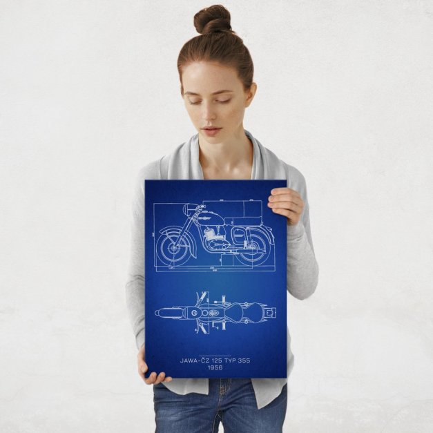 Plakat metalowy JAWA-ČZ 125 TYP 355 Projekt Blueprint M