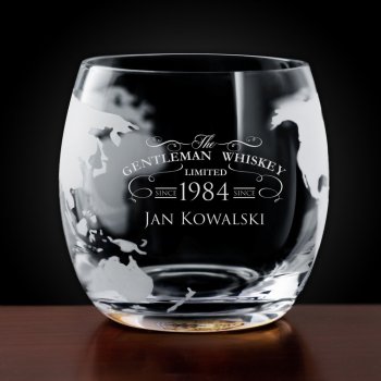 Karafka szklana ze statkiem do whisky z 4 szklankami zestaw z grawerem dla gentlemana na urodziny