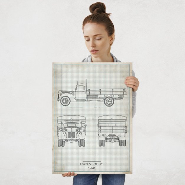 Plakat metalowy Ford V3000S Projekt Vintage L