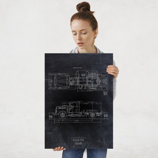 Plakat metalowy Ford F4 Projekt Blackboard L