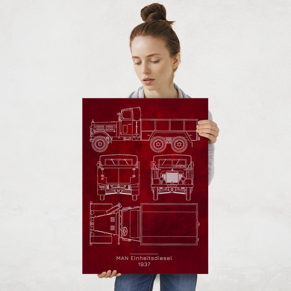 Plakat metalowy MAN Einheitsdiesel Projekt Scarlet L