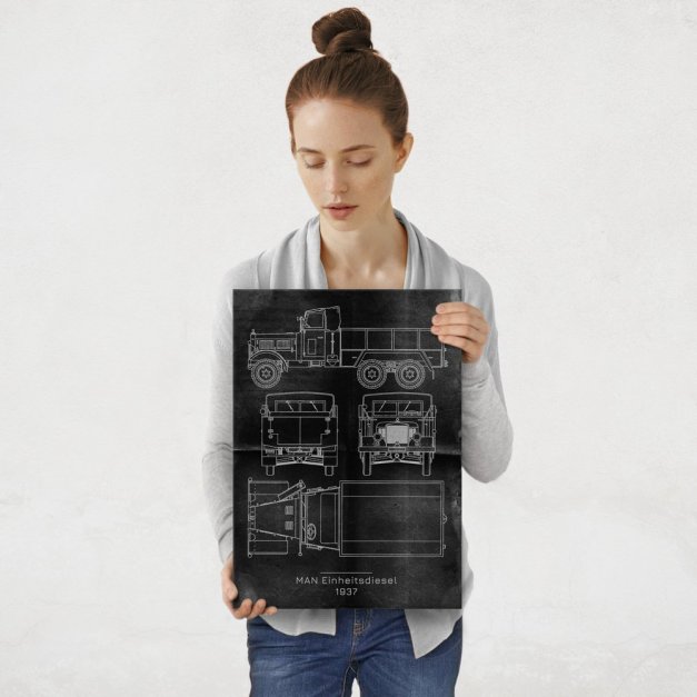 Plakat metalowy MAN Einheitsdiesel Projekt Graphite M