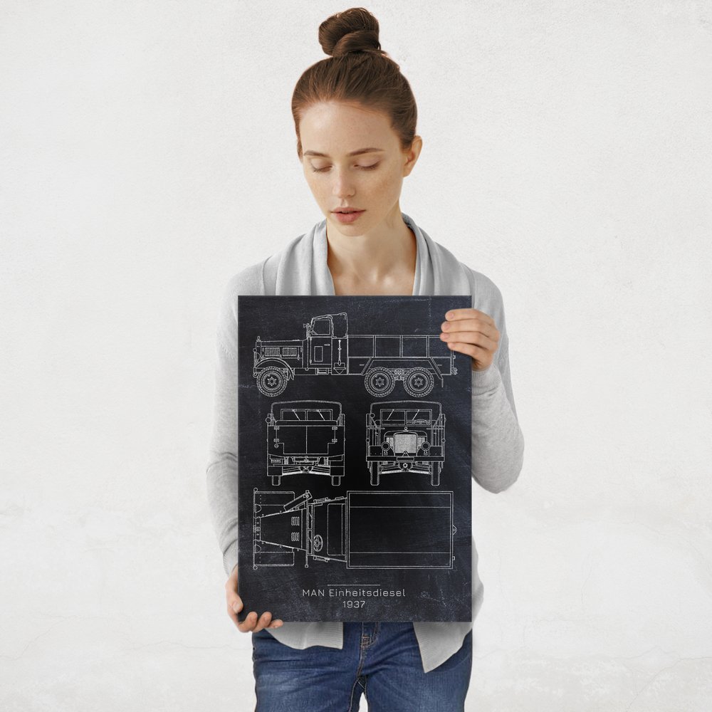 Plakat metalowy MAN Einheitsdiesel Projekt Blackboard M