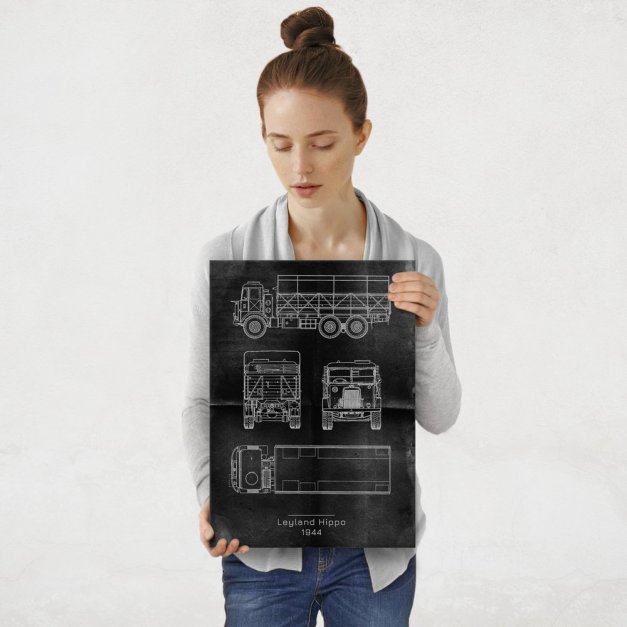 Plakat metalowy Leyland Hippo Projekt Graphite M