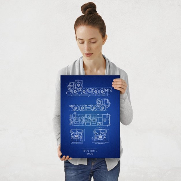 Plakat metalowy Tatra 815-7 Projekt Blueprint M