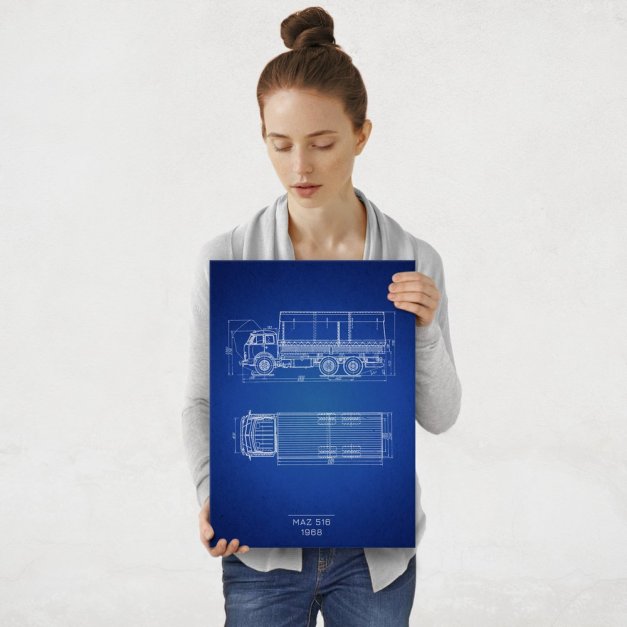 Plakat metalowy MAZ 516 Projekt Blueprint M