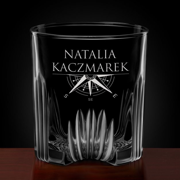Karafka kryształowa do whisky z 6 szklankami zestaw z grawerem dla podróżnika