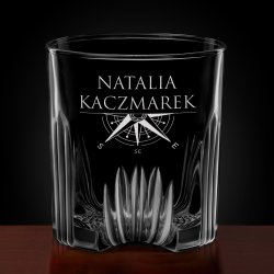 Karafka kryształowa do whisky z 6 szklankami zestaw z grawerem dla podróżnika