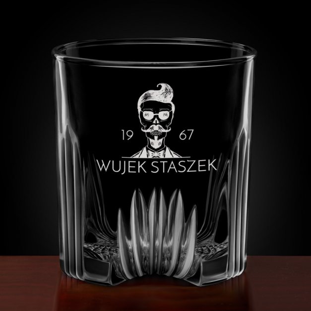 Karafka kryształowa do whisky z 6 szklankami zestaw z grawerem dla wujka na urodziny
