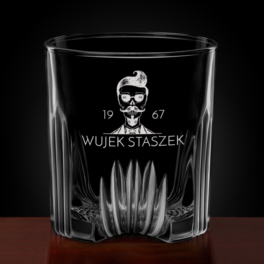 Karafka kryształowa do whisky z 6 szklankami zestaw z grawerem dla wujka na urodziny