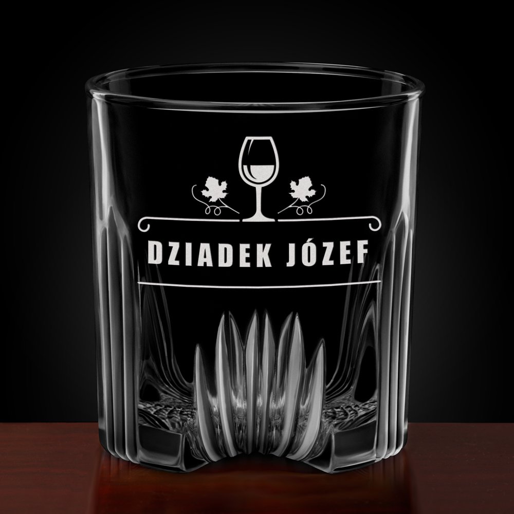 Karafka kryształowa do whisky z 6 szklankami zestaw z grawerem dla dziadka