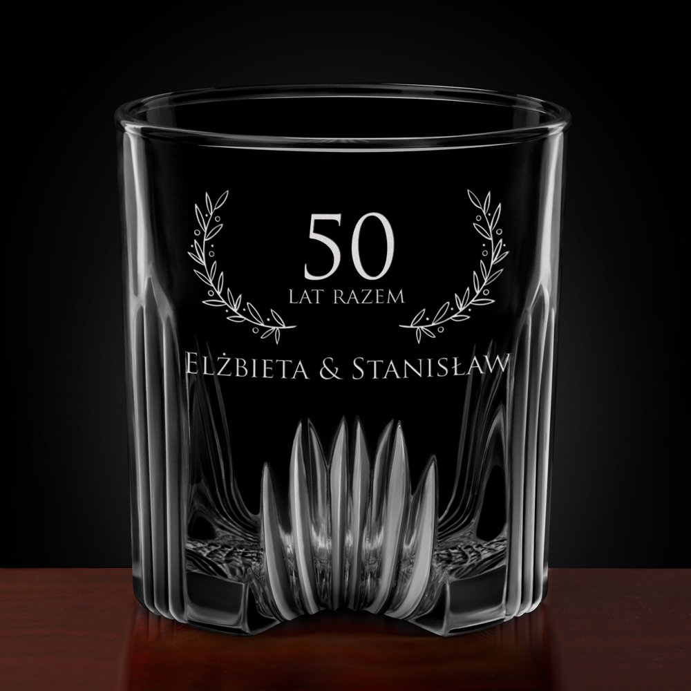 Karafka kryształowa do whisky z 6 szklankami zestaw z grawerem dla pary na 50 rocznicę