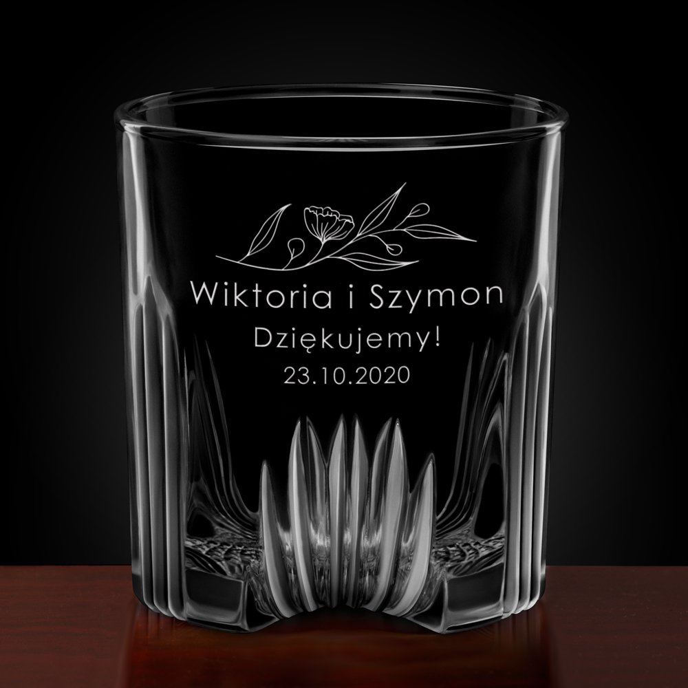 Karafka kryształowa do whisky z 6 szklankami zestaw z grawerem jako podziękowanie ślubne