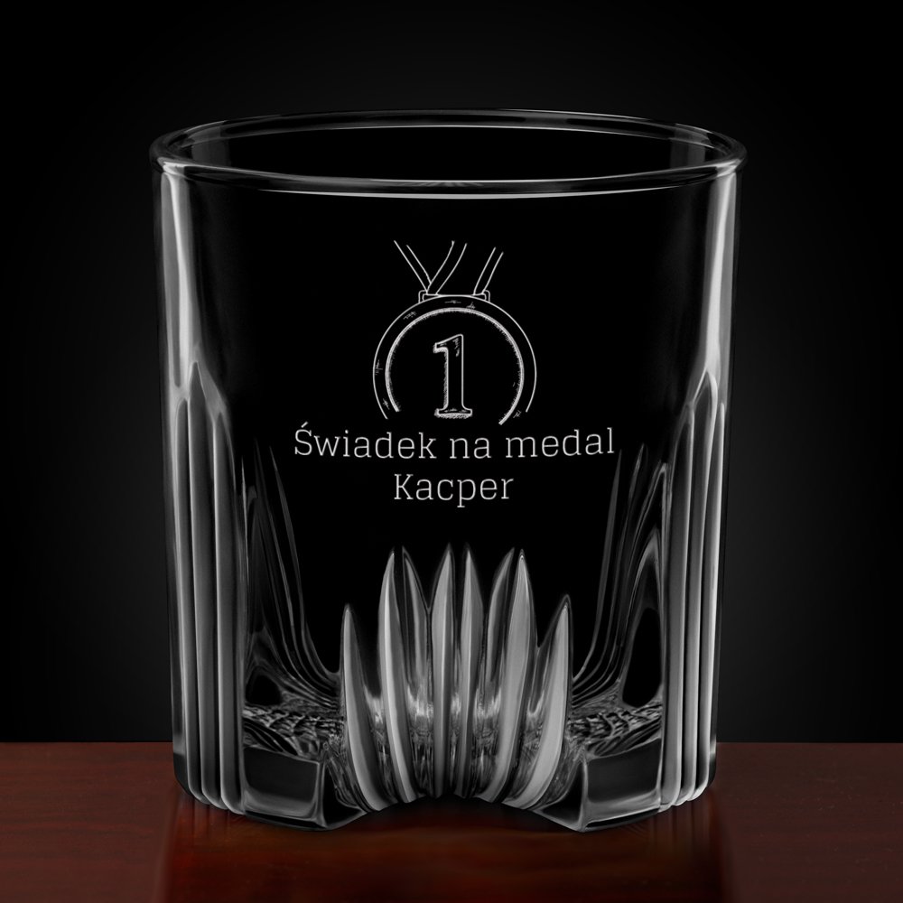 Karafka kryształowa do whisky z 6 szklankami zestaw z grawerem dla świadka sportowca podziękowanie
