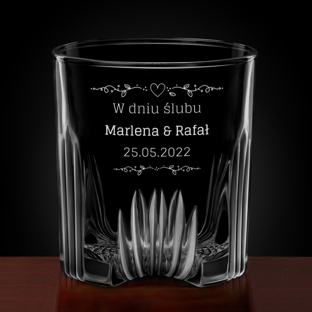 Karafka kryształowa do whisky z 6 szklankami zestaw z grawerem dla pary na ślub