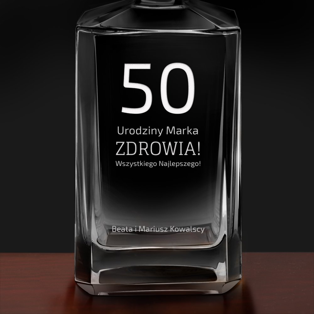 Karafka szklana burbon z grawerem dla niego na 50 urodziny