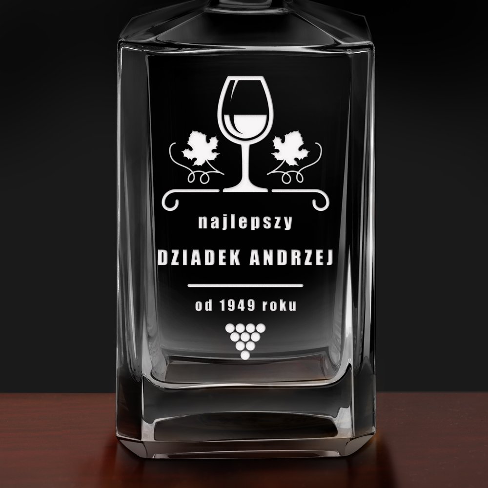 Karafka szklana burbon z grawerem dla dziadka na urodziny