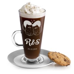 Szklanka do latte z grawerem dla kociary pary na ślub rocznicę