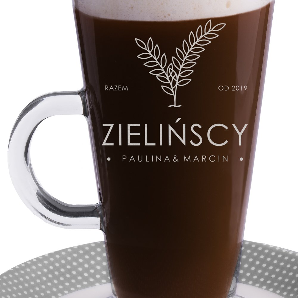 Szklanka do latte z grawerem dla pary na ślub rocznicę parapetówkę