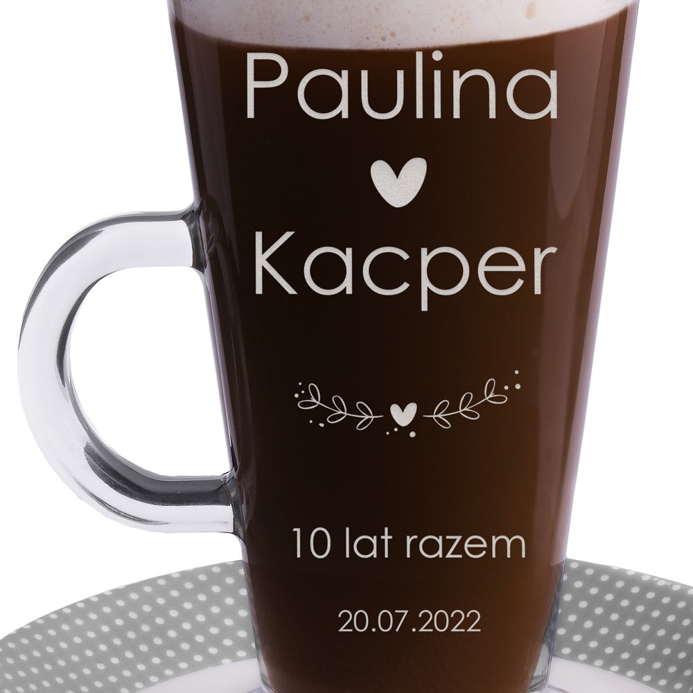 Szklanka do latte z grawerem dla pary na 10 rocznicę