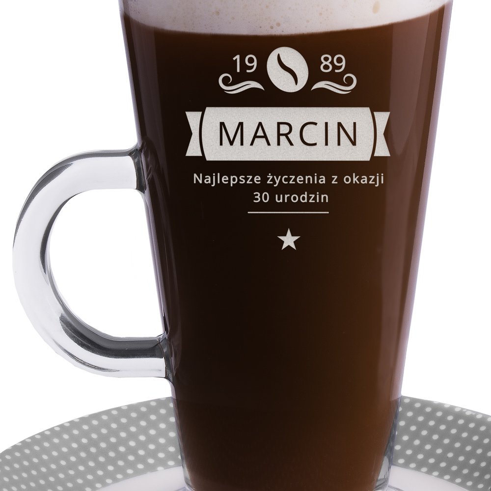 Szklanka do latte z grawerem dla niego na 30 urodziny