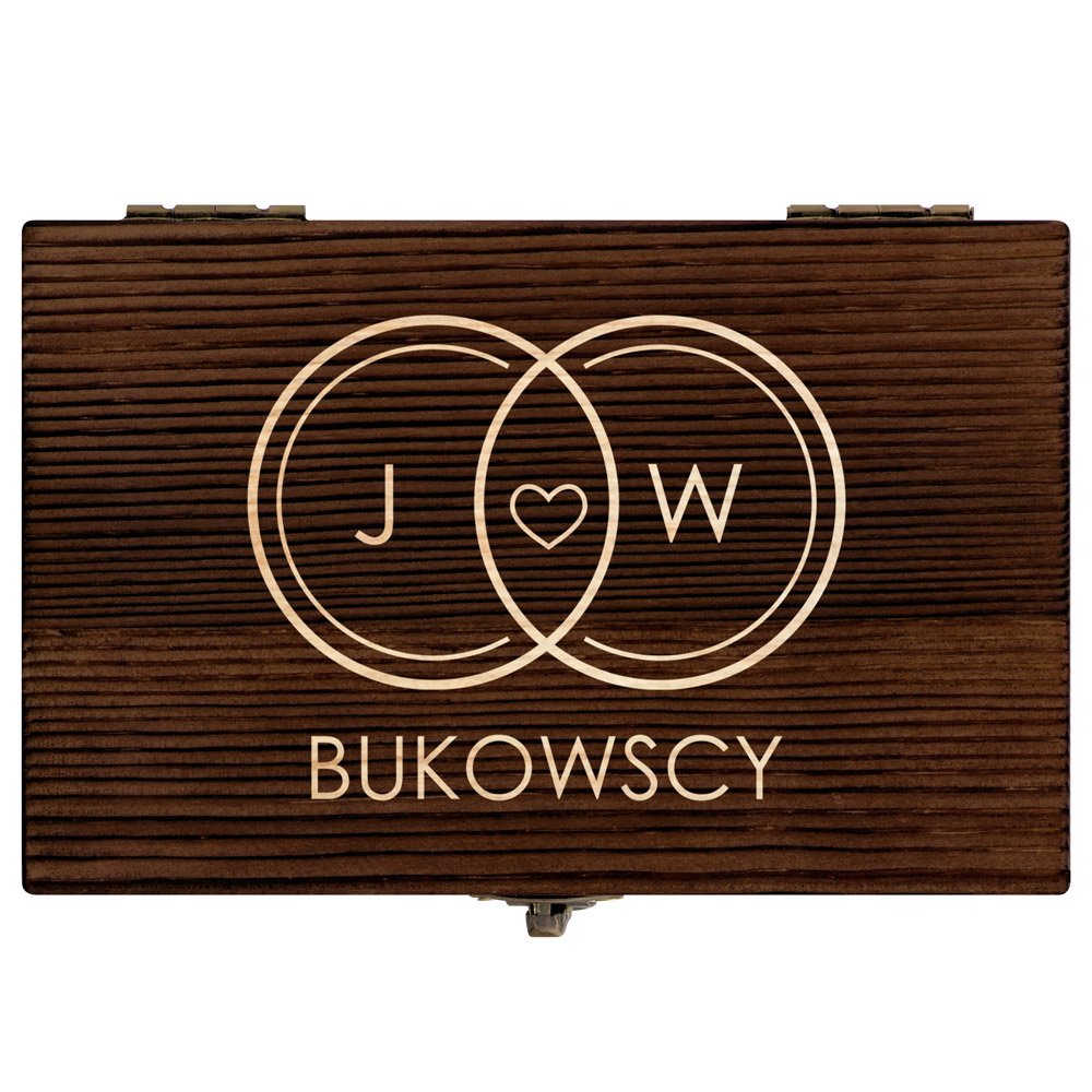 Kamienie do whisky kostki w drewnianym opakowaniu z grawerem dla pary na ślub rocznicę parapetówkę