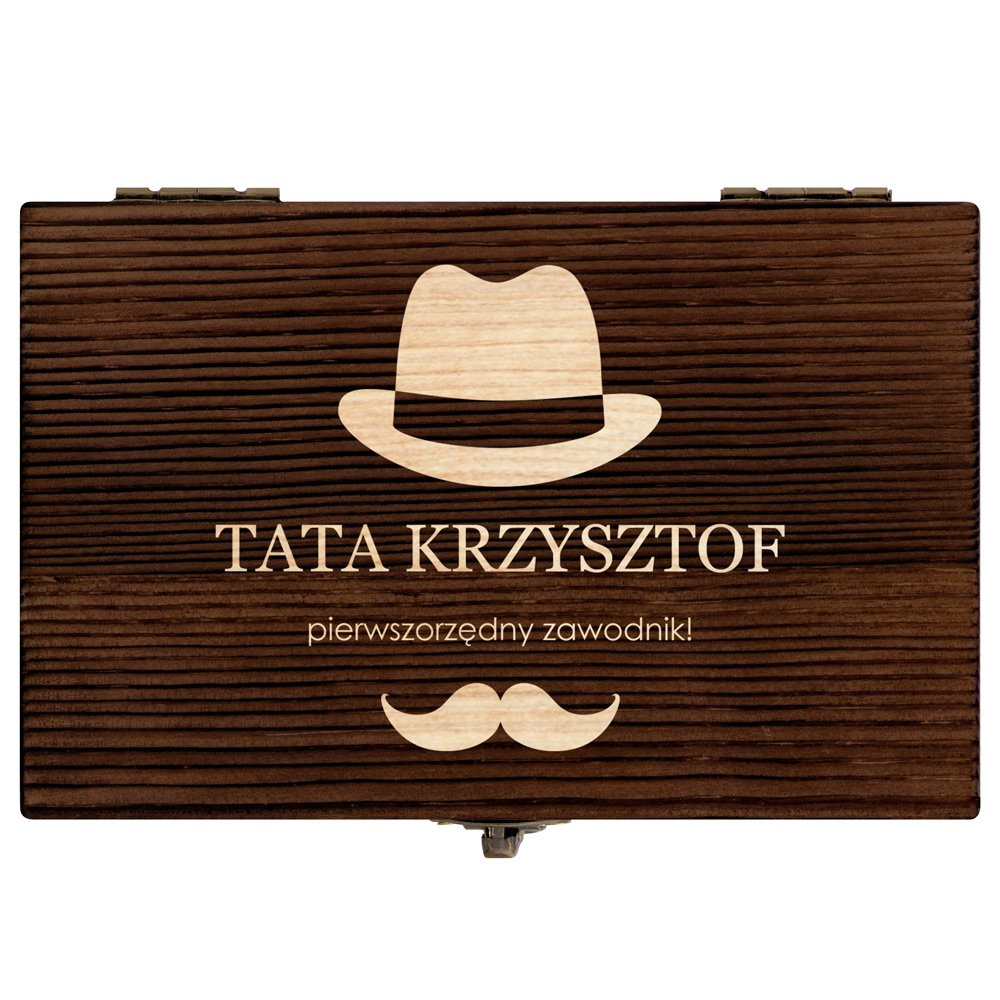 Kamienie do whisky kostki w drewnianym opakowaniu z grawerem dla taty