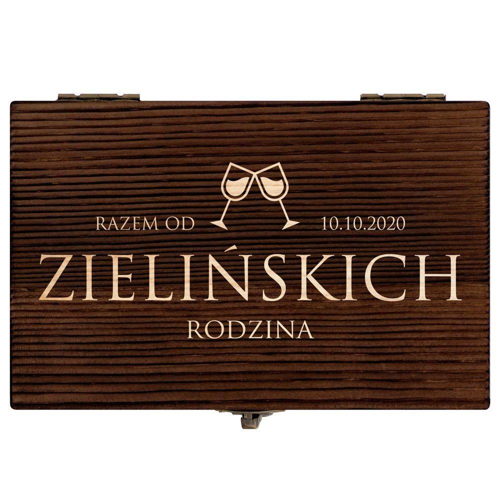 Kamienie do whisky kostki w drewnianym opakowaniu z grawerem dla pary na ślub rocznicę parapetówkę