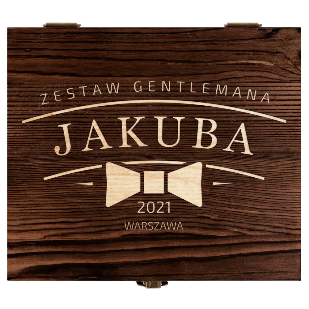 Kamienie do whisky kostki ze szklankami w drewnianym pudełku z grawerem dla gentlemana na urodziny