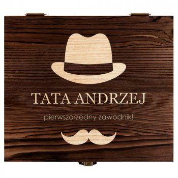 Kamienie do whisky kostki ze szklankami w drewnianym pudełku z grawerem dla taty na Dzień Ojca