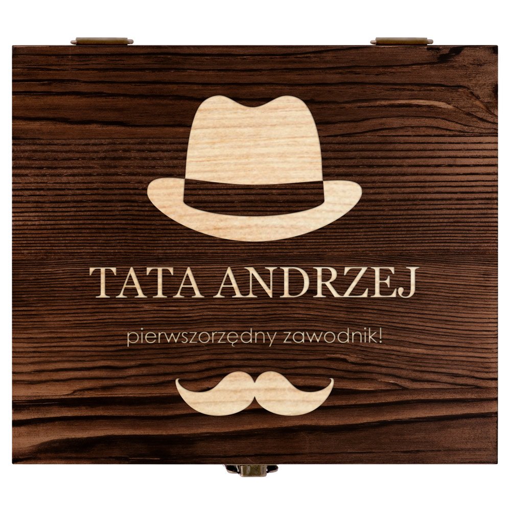 Kamienie do whisky kostki ze szklankami w drewnianym pudełku z grawerem dla taty na Dzień Ojca