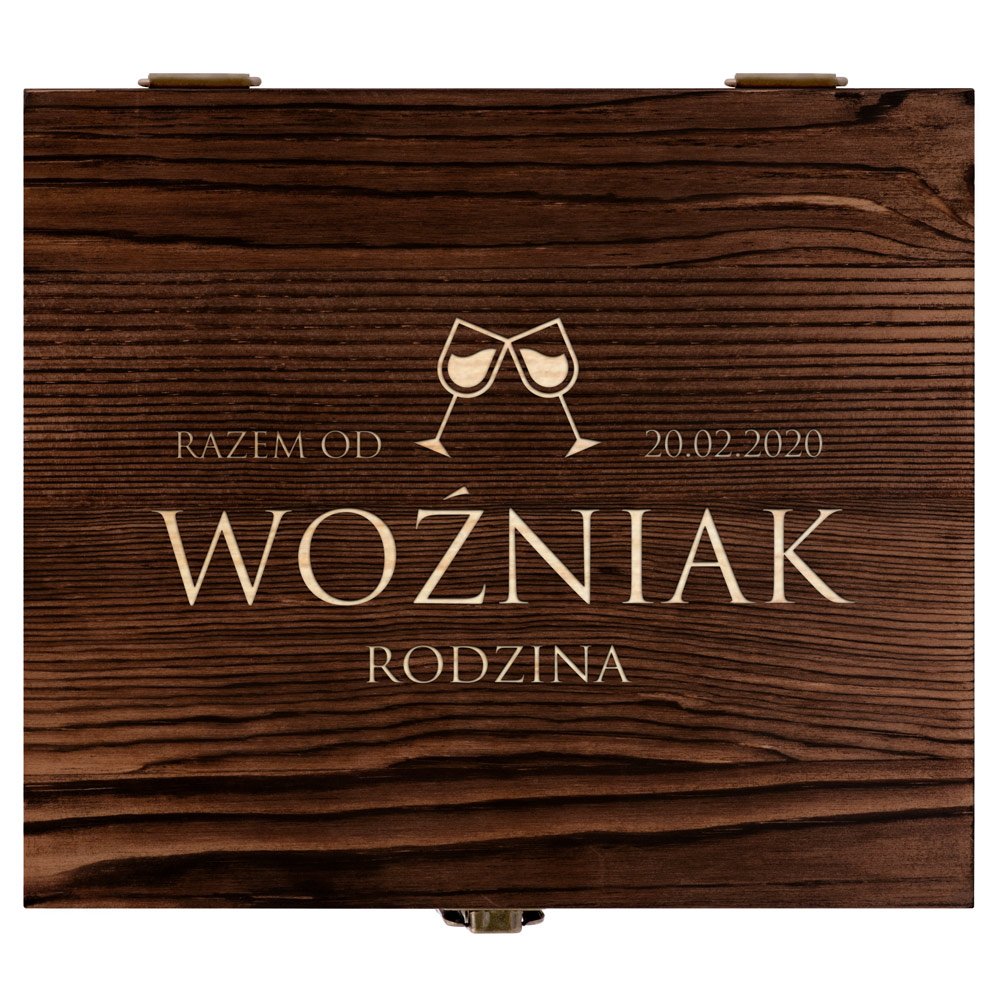 Kamienie do whisky kostki ze szklankami w drewnianym pudełku z grawerem dla pary na ślub rocznicę parapetówkę