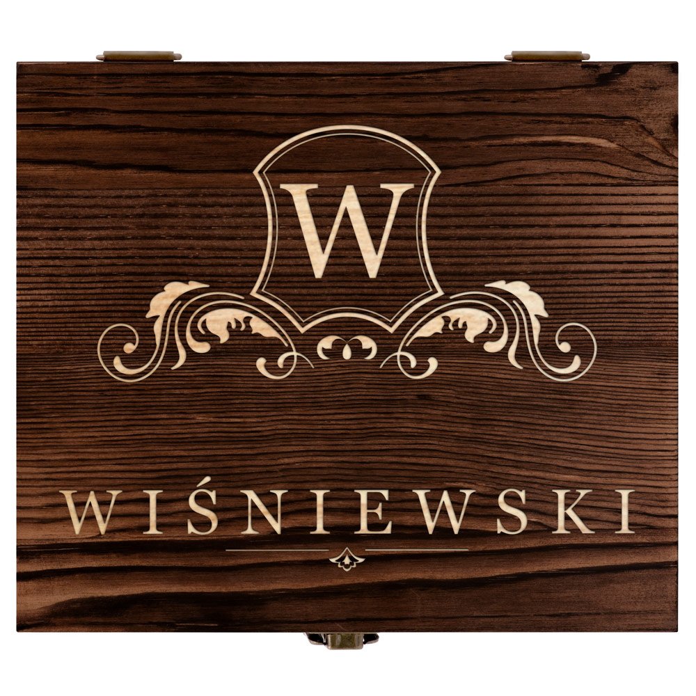 Kamienie do whisky kostki ze szklankami w drewnianym pudełku z grawerem dla gentlemana