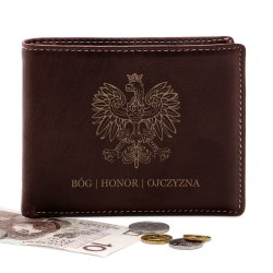 Portfel skórzany męski z grawerem dla policjanta żołnierza