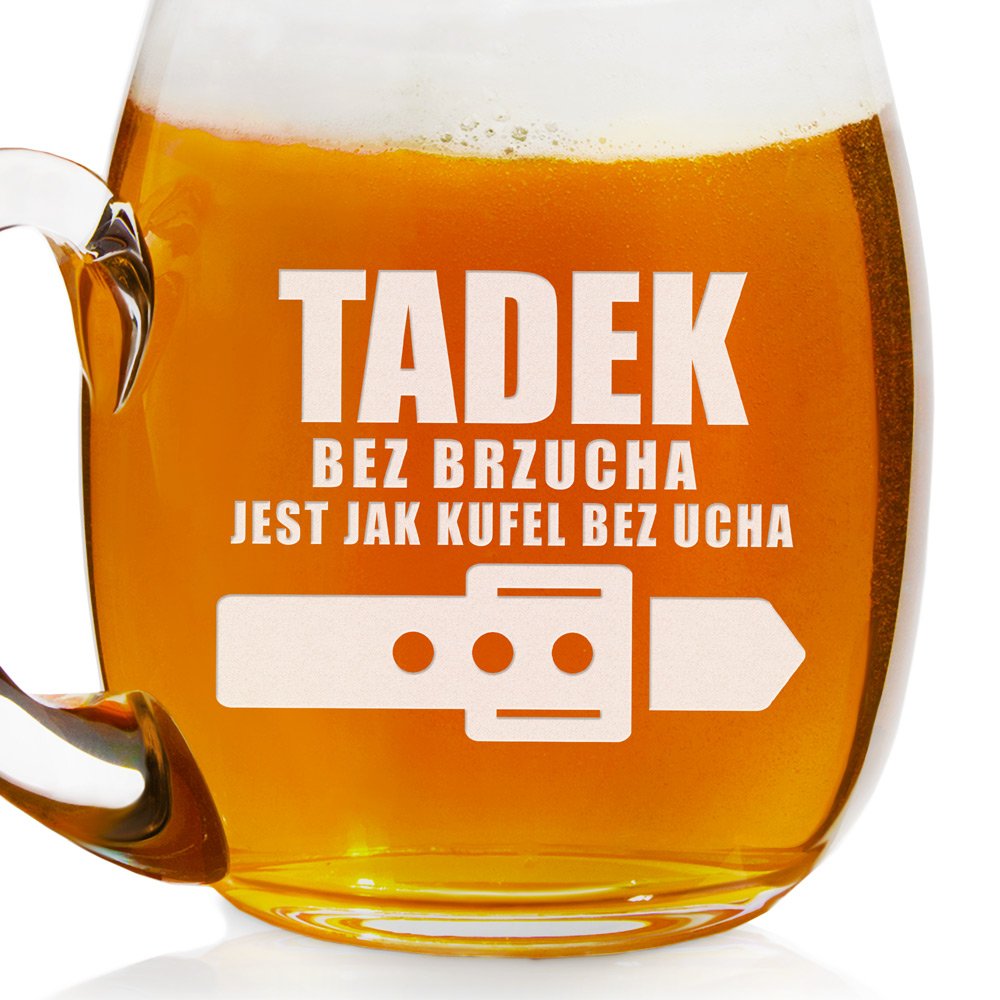 Kufel szklany do piwa z grawerem dla piwosza leniucha