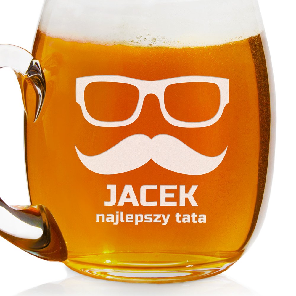 Kufel szklany do piwa z grawerem dla taty