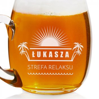 Kufel szklany do piwa z grawerem dla lenia piwosza