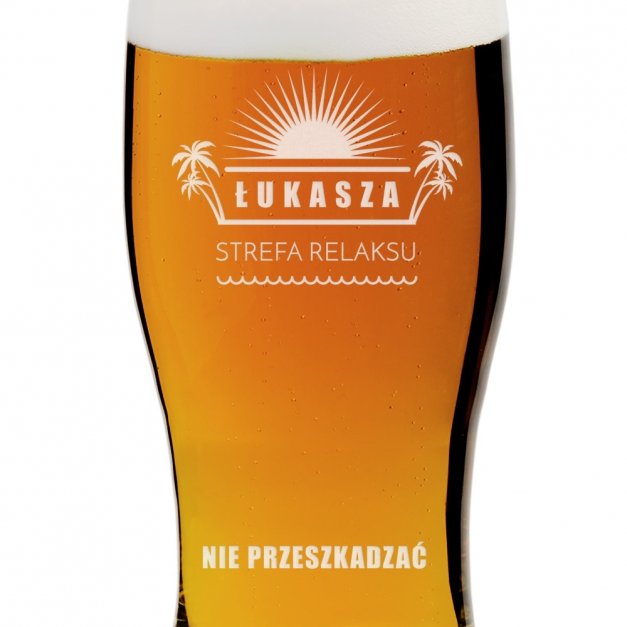 Kufel szklany szklanka do piwa z grawerem dla lenia piwosza