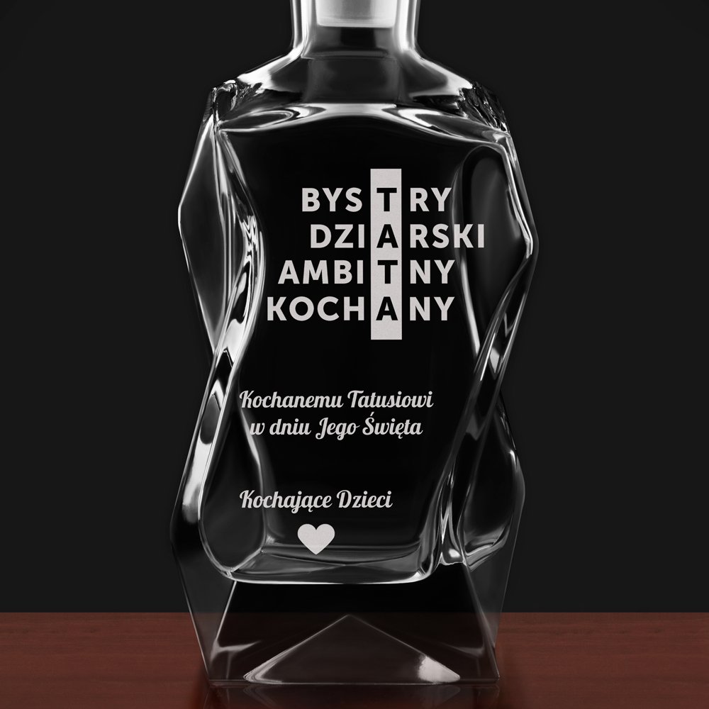 Karafka szklana łamana z grawerem dla taty