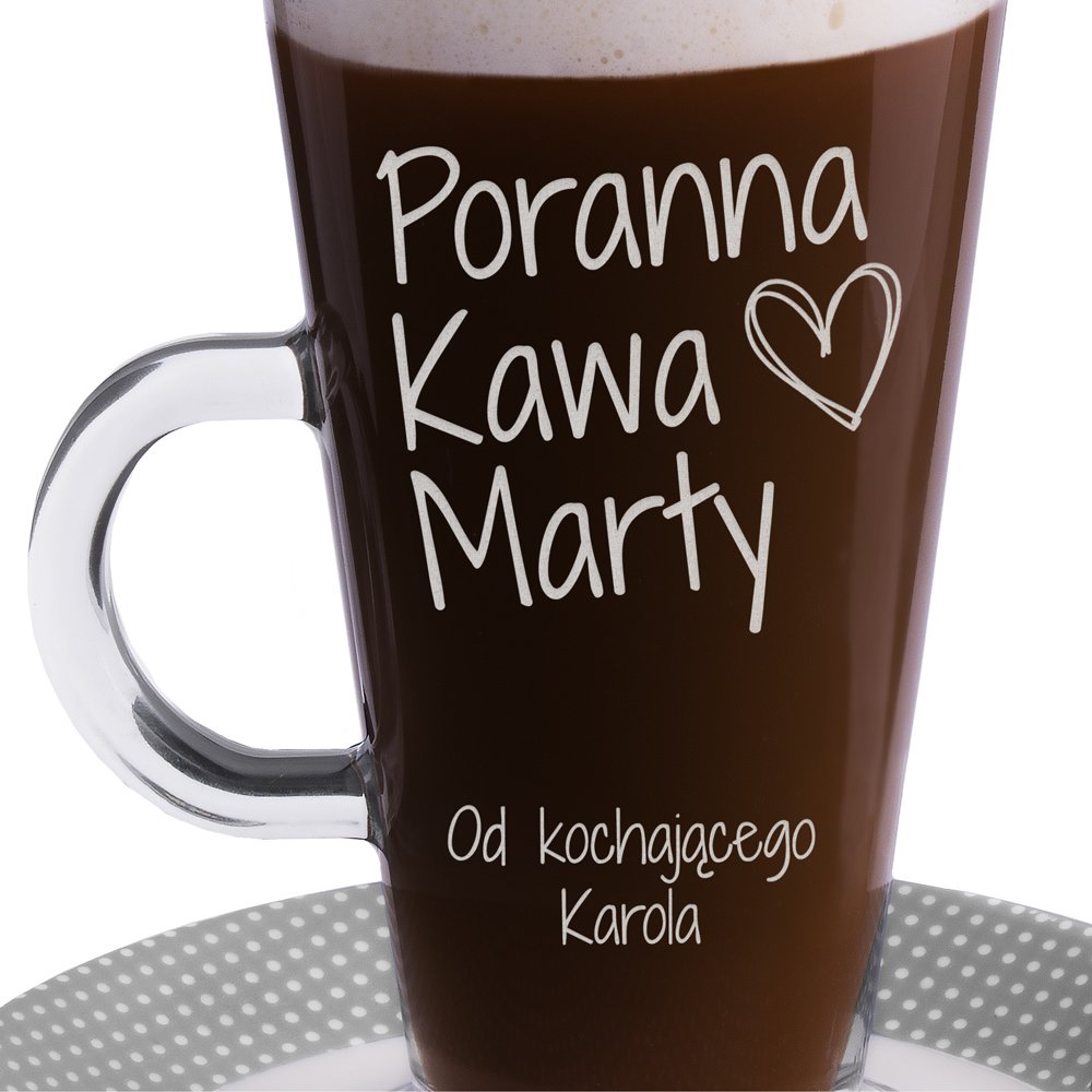 Szklanka do latte z grawerem na poranną kawę dla dziewczyny żony