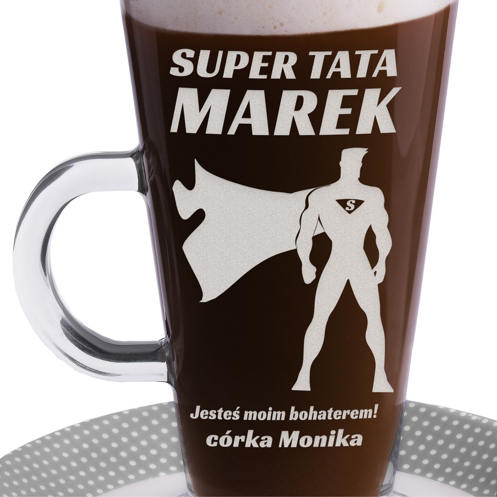 Szklanka do latte z grawerem dla taty kinomana