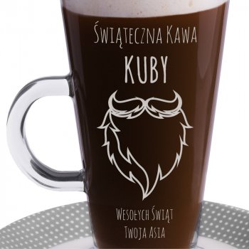 Szklanka do latte z grawerem dla brodacza na święta