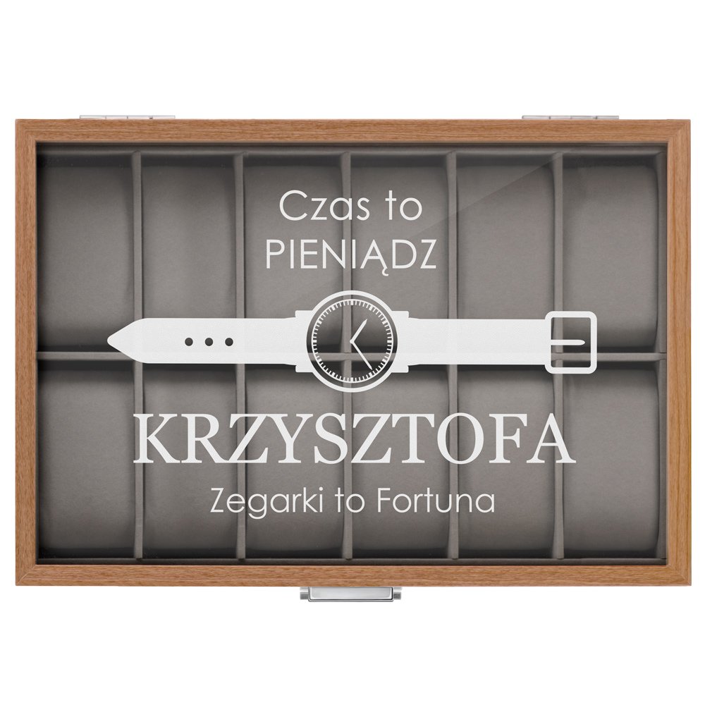 Szkatułka drewniana kuferek na zegarki z grawerem dla niego na imieniny