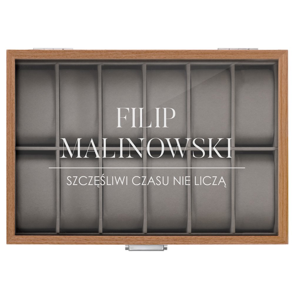 Szkatułka drewniana kuferek na zegarki z grawerem dla niego